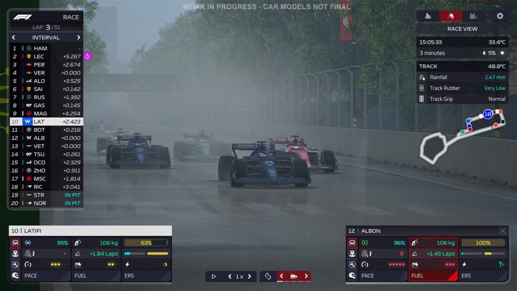 Gdzie odbywa się F1 Manager 2022? f1 manager 2022 cars in the rain