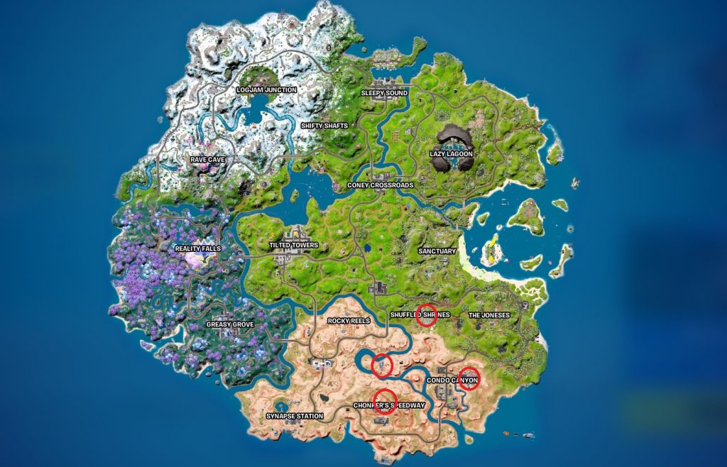 Lokacje żetonów awansu Fortnite, tydzień 1