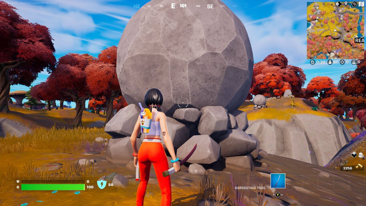 Fortnite-Dislodge-a-Runaway-Boulder-with-Slide-Kick