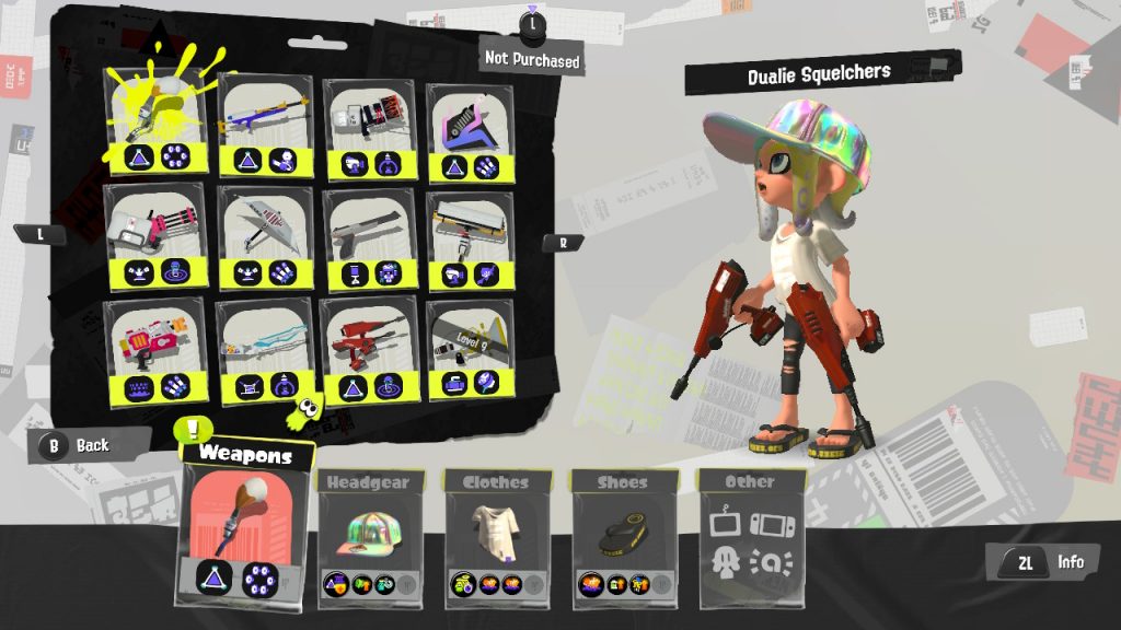 Splatoon 3 menu wyposażenia broni