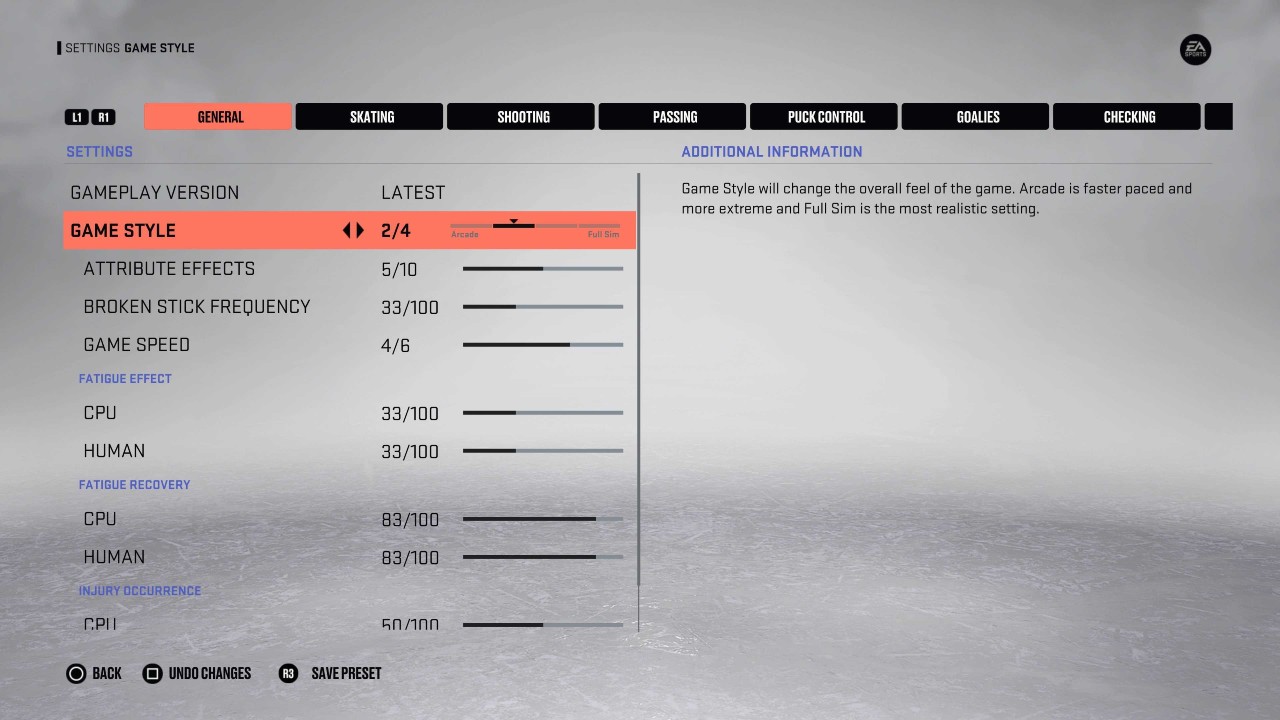 NHL 23: Wyjaśnienie suwaka stylu gry Suwak w stylu gry-NHL-23