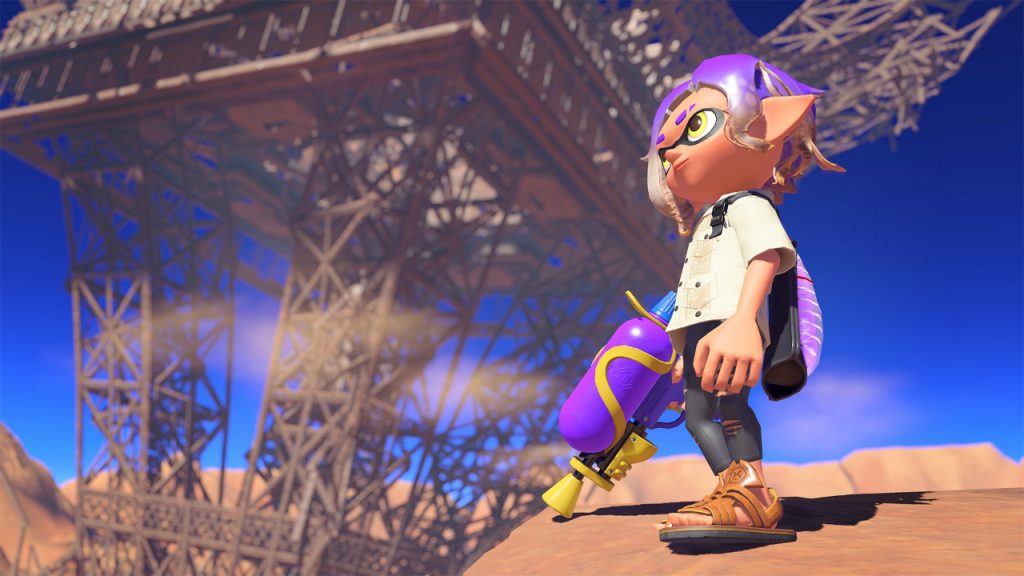 Splatoon 3 kałamarnica stojąca z Splattershot