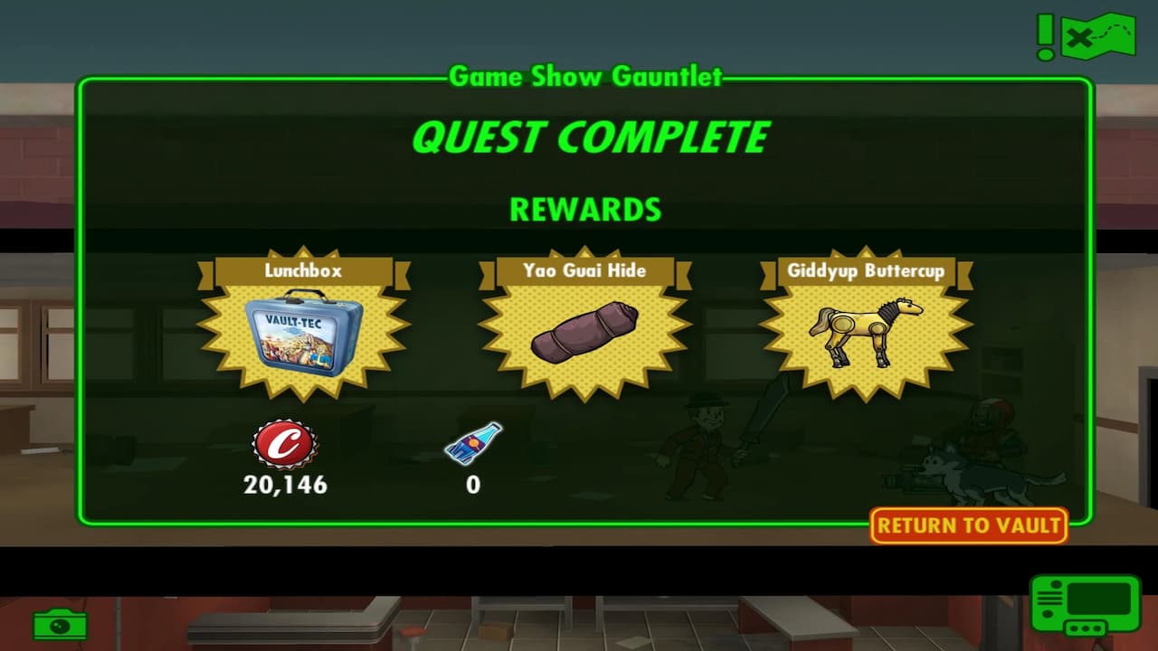 Odpowiedzi na wszystkie zadania w Game Show w Fallout Shelter Game-Show-Gauntlet-Quest-Rewards
