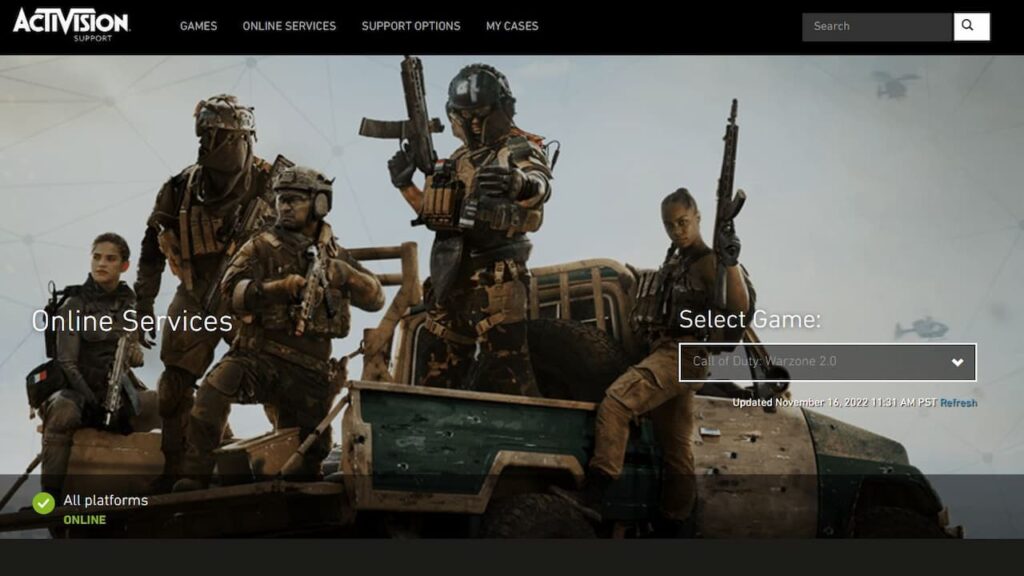 Czy Warzone 2.0 nie działa? Oto jak sprawdzić stan serwera Server-Status-1