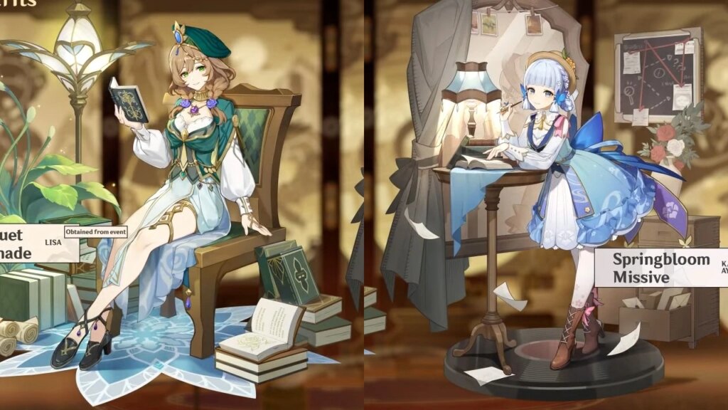 Wpływ Genshina: jak zdobyć nowe skórki Lisy i Ayaki ayaka-lisa-skins-genshin