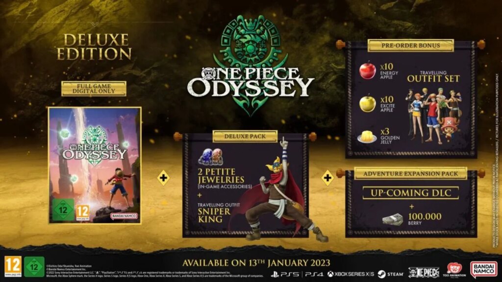 Wyjaśnienie wszystkich wydań One Piece Odyssey: Standard Edition, Deluxe Edition i Limited Edition One-Piece-Deluxe-Edition