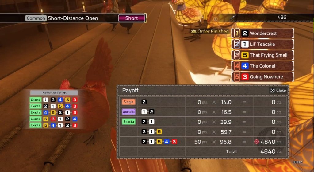 Jak wyścigi Dragon Ishin Chicken