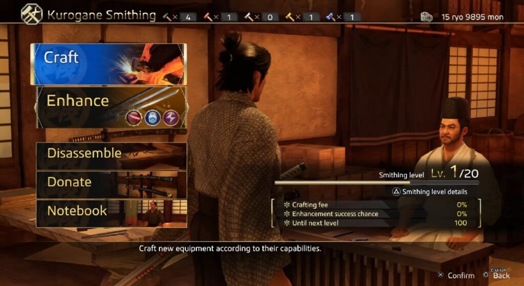 Jak smok: Ishin!  – Jak kupować i wykuwać broń