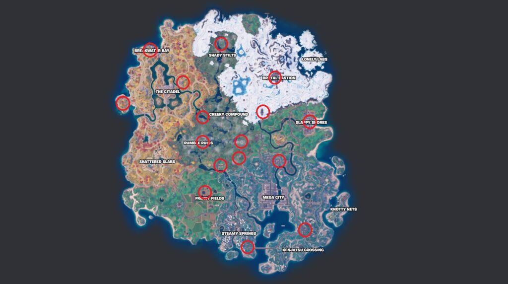 Fortnite Rozdział 4 Sezon 3 Lokalizacje NPC zaznaczone na mapie