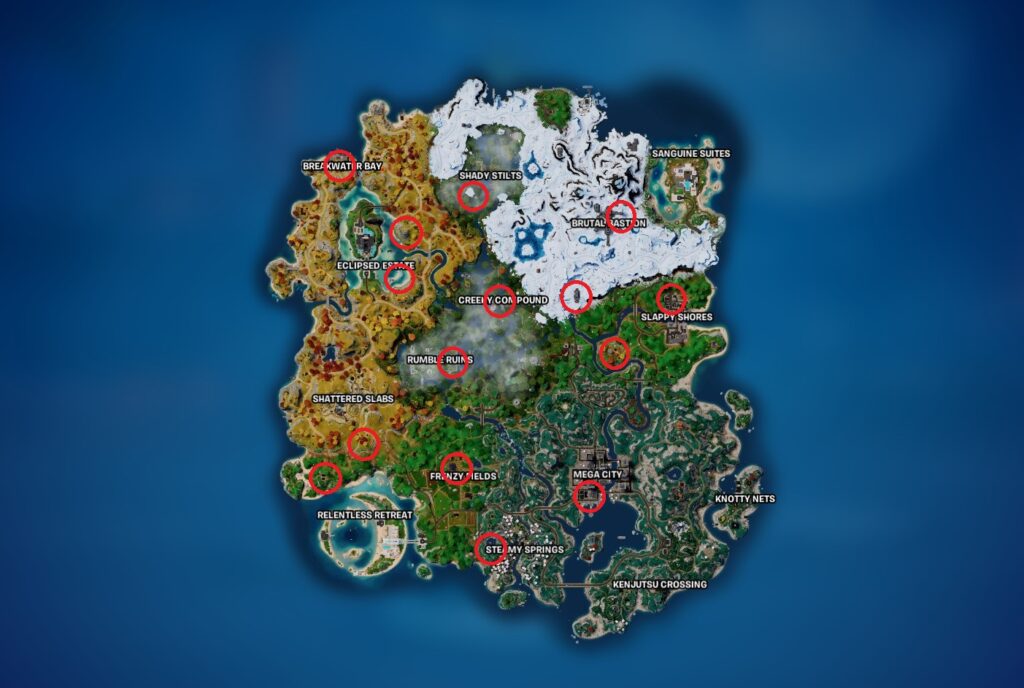 Fortnite rozdział 4 sezon 4 mapa lokalizacji postaci NPC