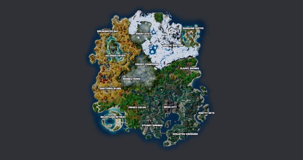 Fortnite: Najlepsze miejsca do lądowania w rozdziale 4, sezonie 4 fortnite chapter 4 season 4 map