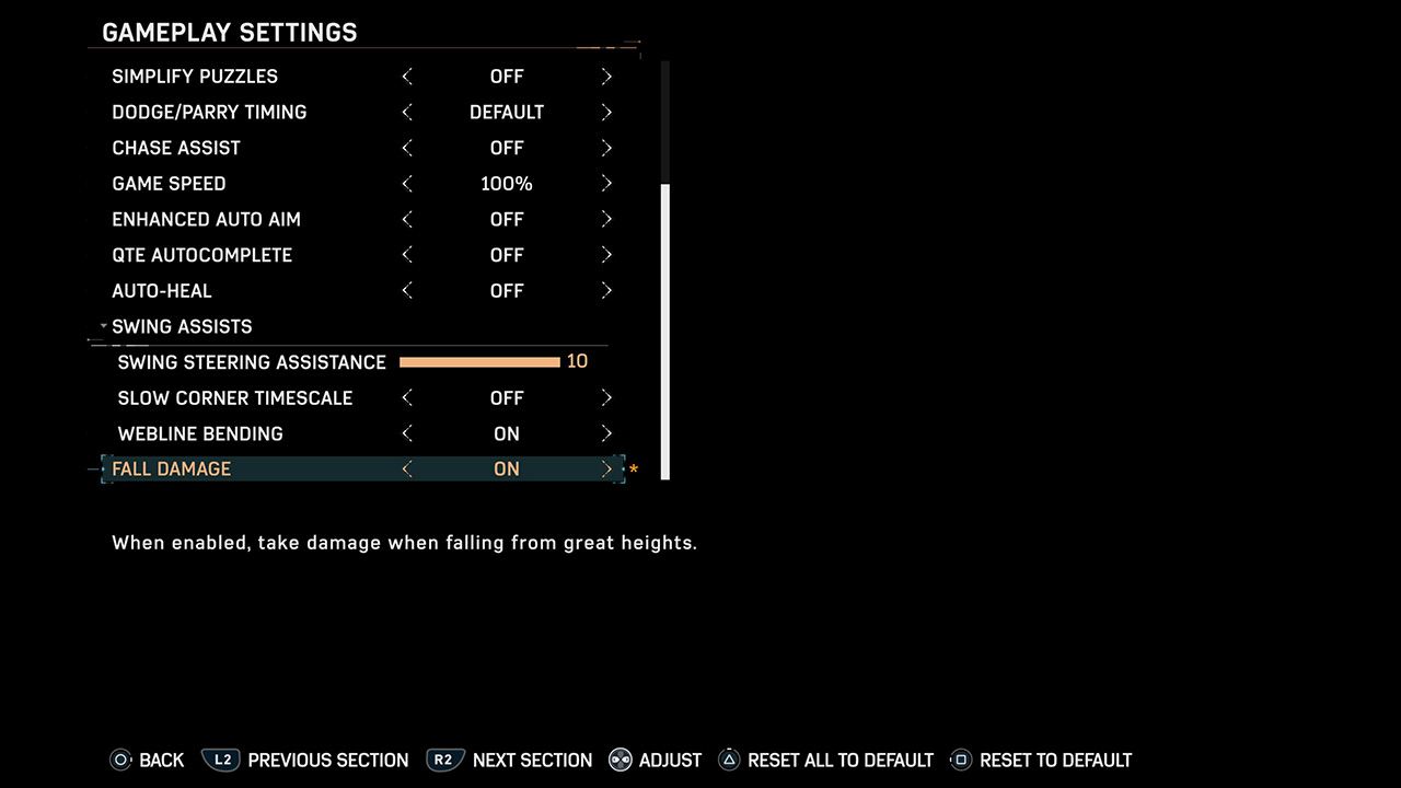Jak włączyć obrażenia od upadku w Marvel's Spider-Man 2 Jak włączyć obrażenia od upadku w Spider-Man-2