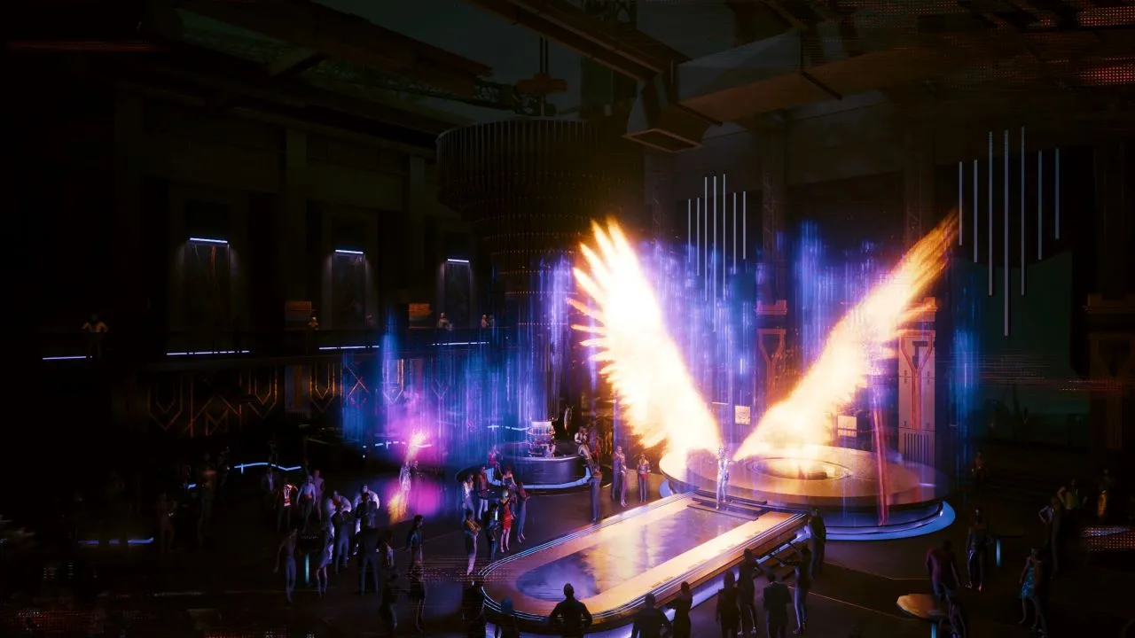 Przewodnik po ruletce Cyberpunk 2077 Phantom Liberty: wybór czerwonego lub czarnego i wszystkie odpowiedzi Cyberpunk-2077-impreza Hansena