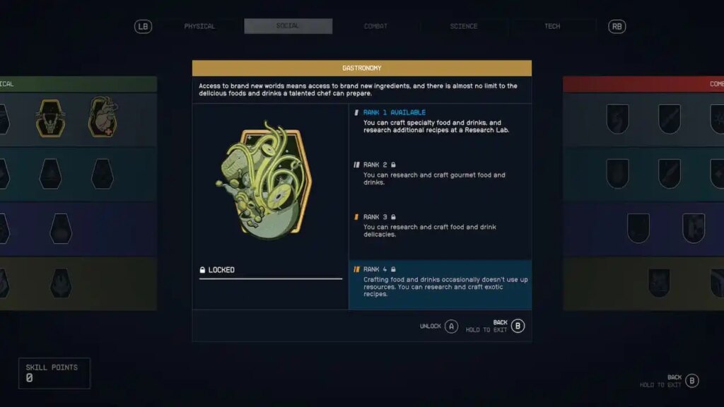 Przewodnik poziomowania gastronomii Starfield | Najlepsze sposoby szybkiego tworzenia potraw i napojów Level Gastronomy Fast in Starfield