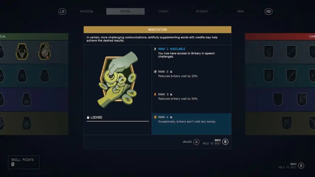 Przewodnik poziomowania w negocjacjach Starfield | Najlepsi ludzie do przekupywania poprzez perswazję Best People to Bribe for Negotiation in Starfield