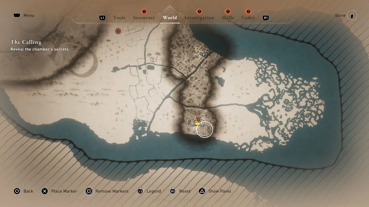 Wszystkie 9 lokalizacji skrzyń z wyposażeniem dzikiej przyrody w grze Assassin's Creed Mirage Mistrzowie Szpiegów-Obóz-Skrzynia-na-Mapie-AC-Mirage