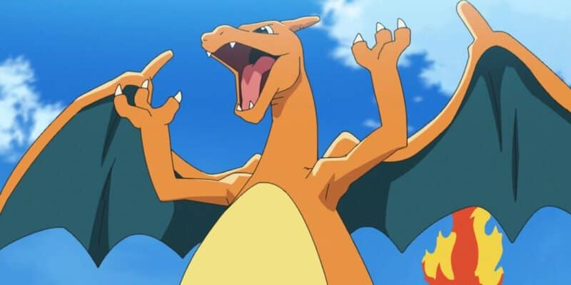 Charizard, jak pojawia się w anime Pokémon.