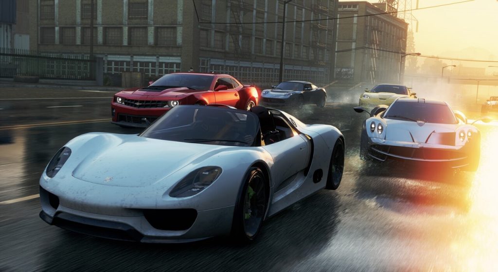 Need for Speed ​​najbardziej poszukiwane samochody ścigają się na mokrej drodze