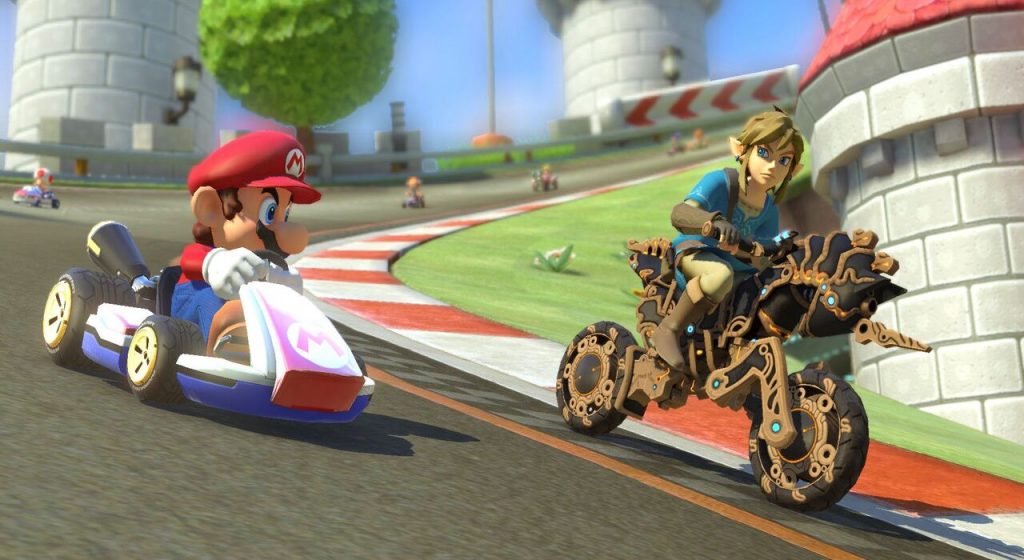 Mario i Link jadą obok siebie w Mario Kart 8 Deluxe